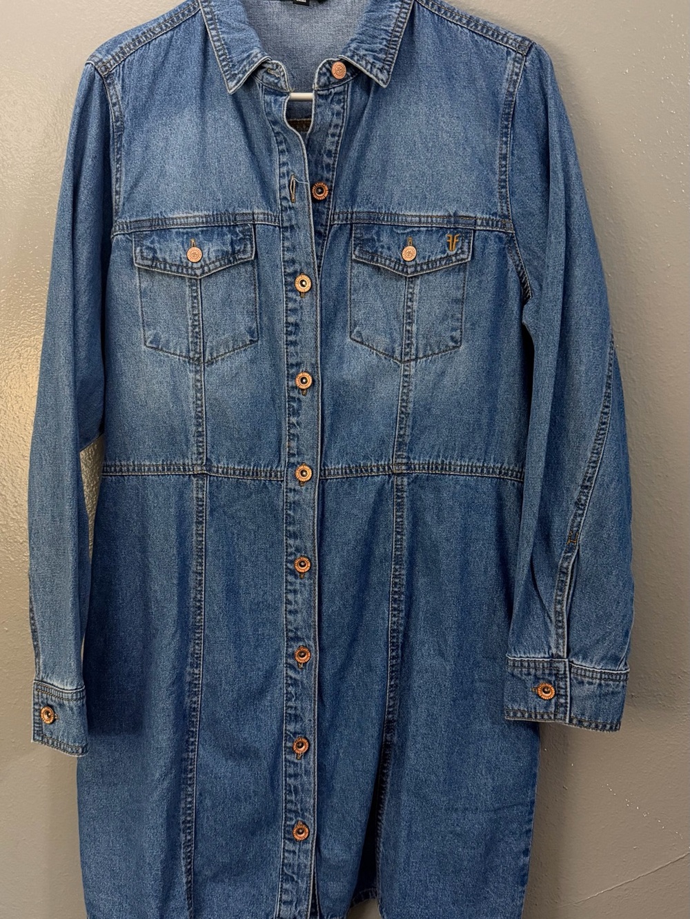Frye Blue Denim Button-Front Jacket Dress